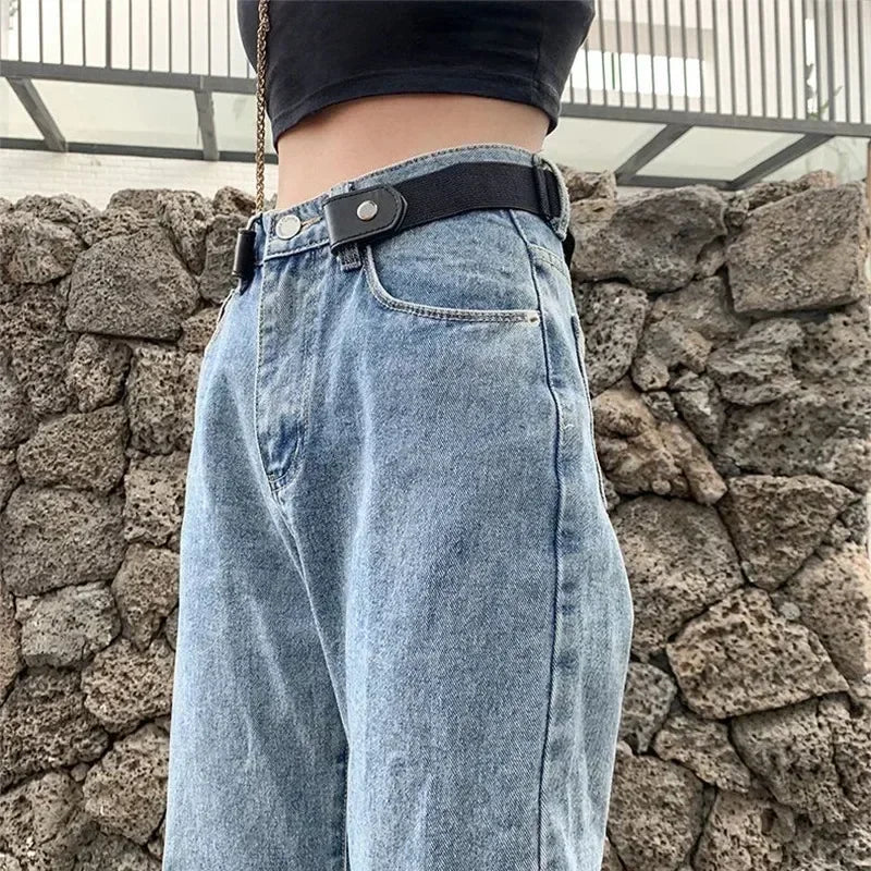Canvas Adjustable Elastic Waist Band Invisible Belt Buckle-Free Belts