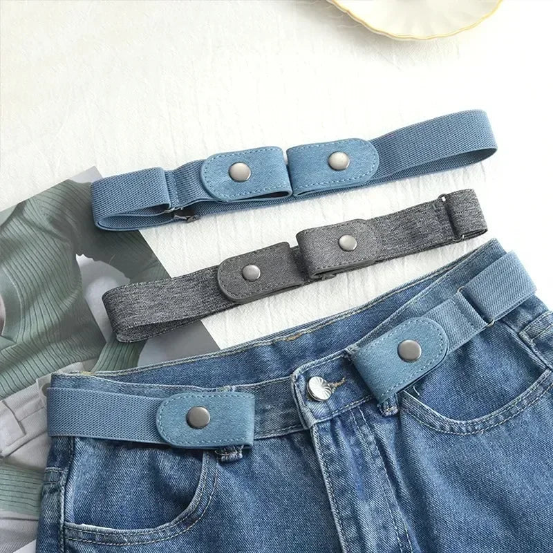Canvas Adjustable Elastic Waist Band Invisible Belt Buckle-Free Belts