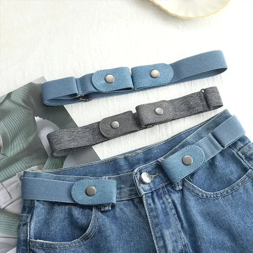 Canvas Adjustable Elastic Waist Band Invisible Belt Buckle-Free Belts