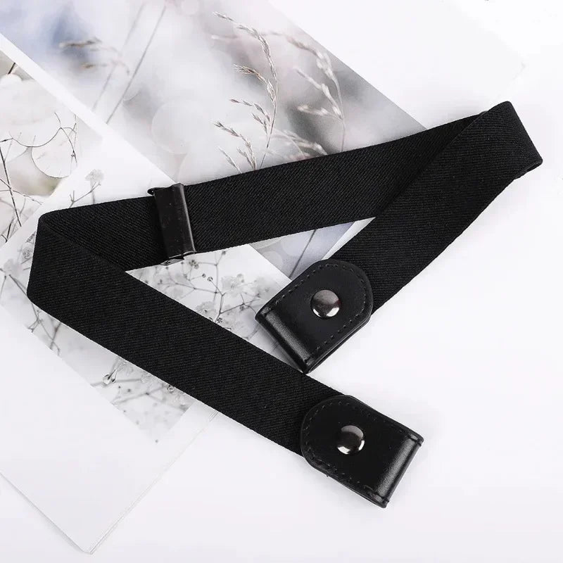 Canvas Adjustable Elastic Waist Band Invisible Belt Buckle-Free Belts