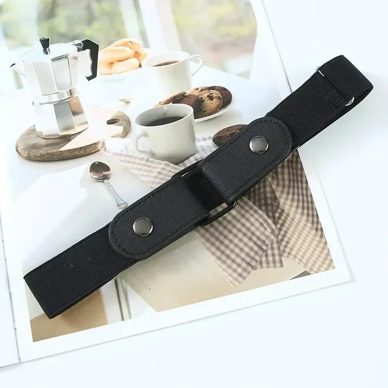 Canvas Adjustable Elastic Waist Band Invisible Belt Buckle-Free Belts