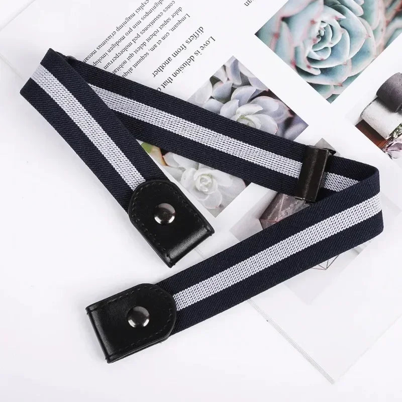 Canvas Adjustable Elastic Waist Band Invisible Belt Buckle-Free Belts